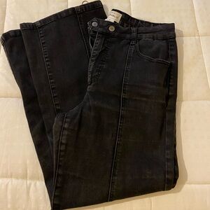 Black wide leg cropped denim